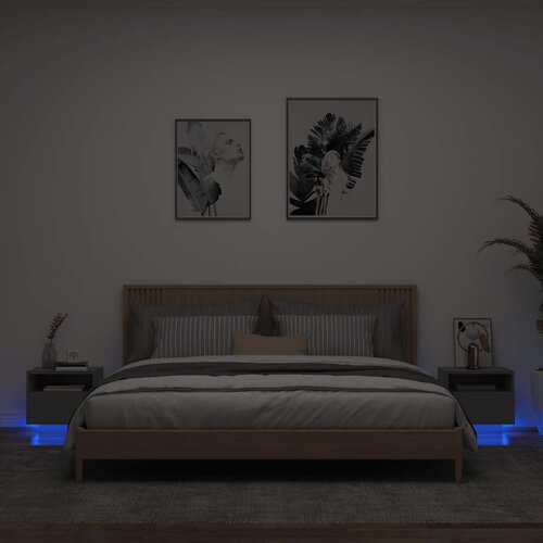  Noćni ormarići s LED svjetlima 2 kom crni 40 x 39 x 37 cm Cijene