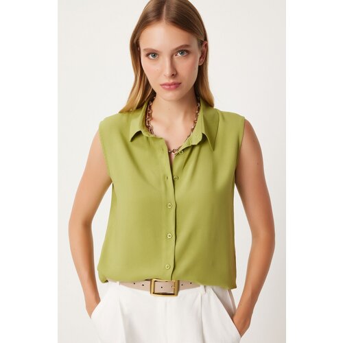 Happiness İstanbul Women's Pistachio Green Sleeveless Viscose Shirt Slike