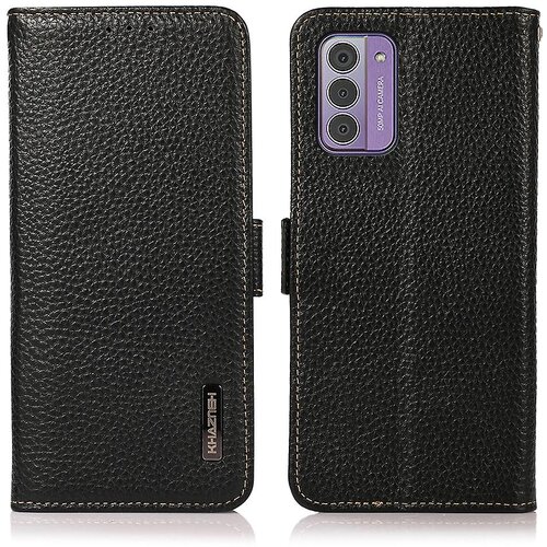 INORCO Ovitek iz pravega kravjega usnja za telefon Nokia G42, denarnica, stojalo za blokiranje RFID, tekstura ličija, (22035530) Slike