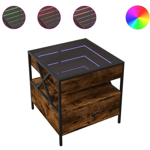 Maison Chic Klubska mizica - kavna mizica - Nizka mizica z neskončnimi LED dimljen hrast 50x50x51 cm, (21752229) Cene