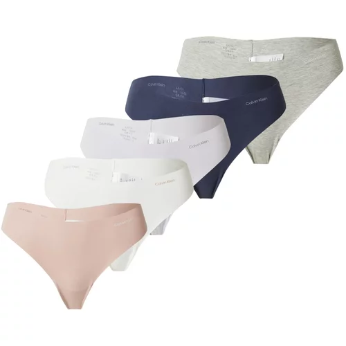 Calvin Klein Underwear Tanga gaćice mornarsko plava / siva melange / prljavo roza / prljavo bijela
