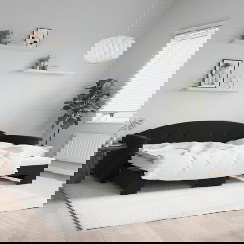 VidaXL Izvlečna dnevna postelja črna 90x200 cm žamet Slike