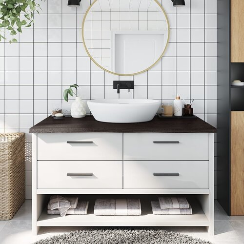 VidaXL Kupaonska radna ploča tamnosmeđa 100x50x(2-4) cm tretirano drvo Slike