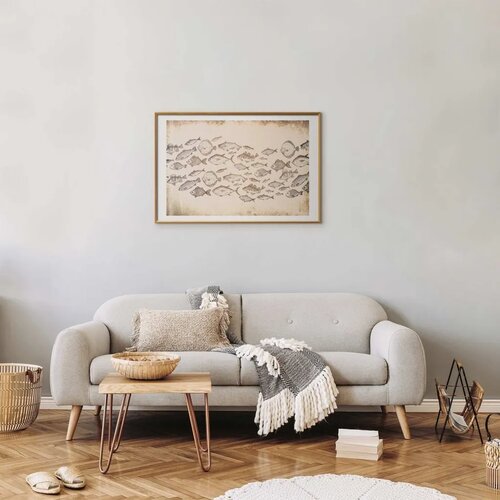  Plakat - Subtle Little Fish 60x40 Zlatni okvir s margom Cijene