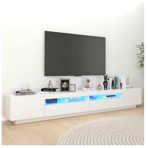  TV omarica z LED lučkami bela 260x35x40 cm