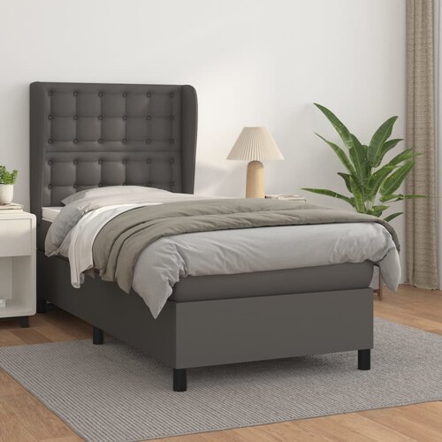 The Living Store Box spring postelja z vzmetnico siva 100x200 cm umetno usnje - Box Spring Postelja, (21517515) Slike
