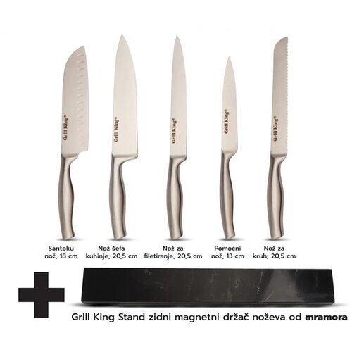 Grill King set Classic noževa s magnetnim držačem od kamena Slike