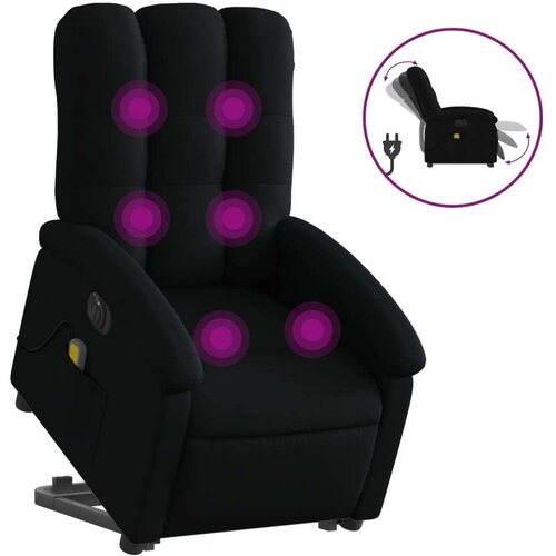 VidaXL Električni masažni naslonjač na podizanje od tkanine crni Slike