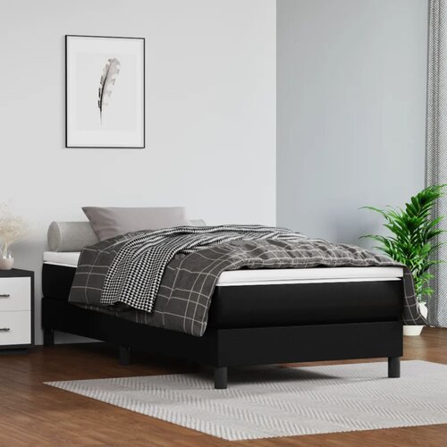 The Living Store Posteljni okvir črn 100x200 cm umetno usnje - Box Spring Posteljni Okvir, (21517868) Slike