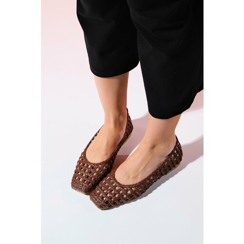 LuviShoes ARCOLA Brown Knitted Patterned Women's Flat Shoes Slike