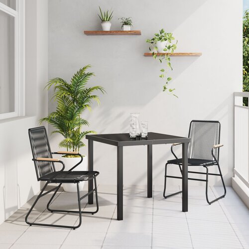 vidaXL 3-delni vrtnarski jedilni set črni PVC rattan Cene
