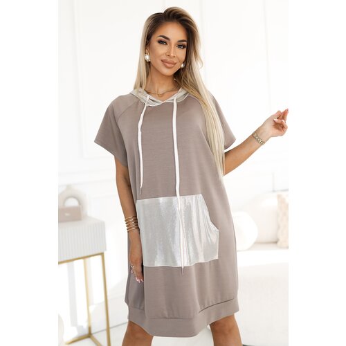numoco basic 591-1 Kangaroo dress with hood and metallic details – Mocha Mousse | Cijene
