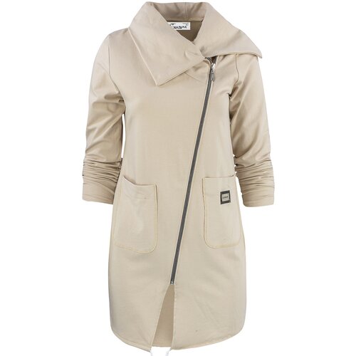 Pri Thin long sweatshirt with a diagonal zipper and a BEATA neck warmer Cene