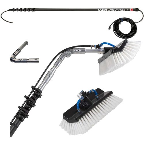QLEEN Carbonepole - Set za pranje prozora i solarnih panela do 12.6m - (100% Karbon , Ugaona Četka 27cm) Dužina 12,6m Cene