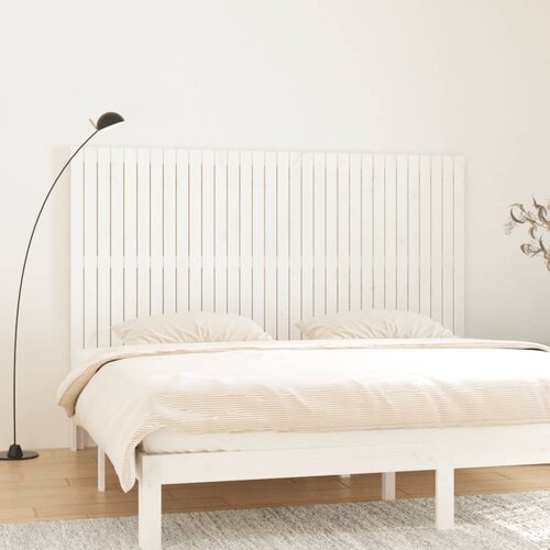 VidaXL Zidno uzglavlje bijelo 204x3x110 cm od masivne borovine Slike