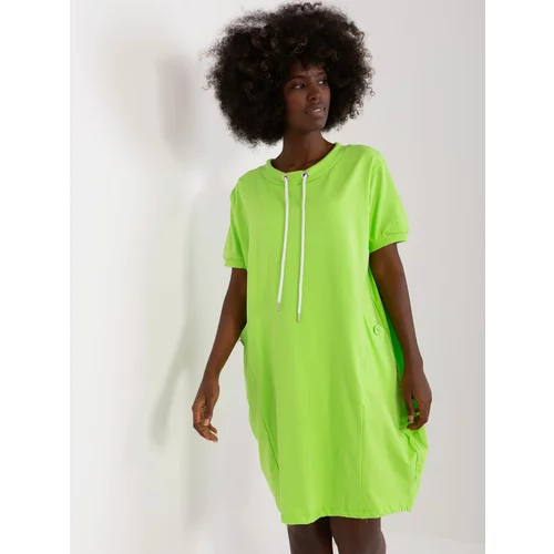 Fashion Hunters Light green basic dress with short sleeves