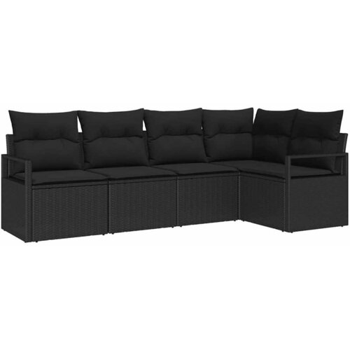 vidaXL Kavčna garnitura 5 pcs Črna poli ratan, (5000153214) Cene