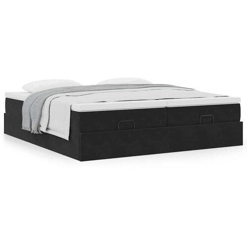 VidaXL Otomanski okvir kreveta s madracima crni 180x200cm bar&amp;scaron;unasti Slike