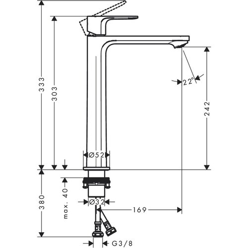 Hansgrohe rebis e slavina za umivaonik visoka coolstart sa podsklopom 72583000 Slike