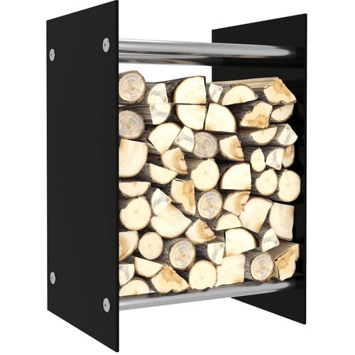 VidaXL Stalak za drva za ogrjev crni 40 x 35 x 60 cm stakleni Slike