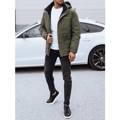 DStreet Men's winter jacket with hood green Cene