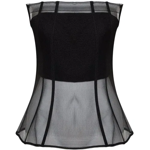 Trendyol Black Woven Corset Detailed Organza Bustier