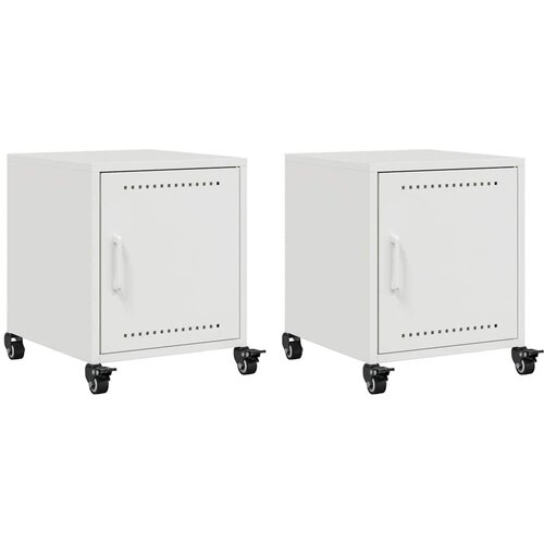 Maison Chic Dvo delni komplet Nočne omarice - Nočne mize bela 36x39x43,5 cm jeklo, (21687841) Slike