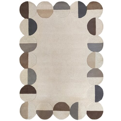 Flair Rugs Sivo-bež ročno tkana volnena preproga 160x230 cm Mia Scallop Frame – Cene