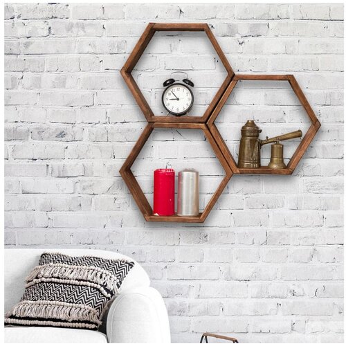  SET 3x zidna polica ELFO 38x58 cm braon Cene