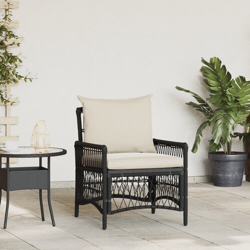 vidaXL Vrtna stolica s jastučićima Crna 60x70x78 cm Poli Ratan Cijene