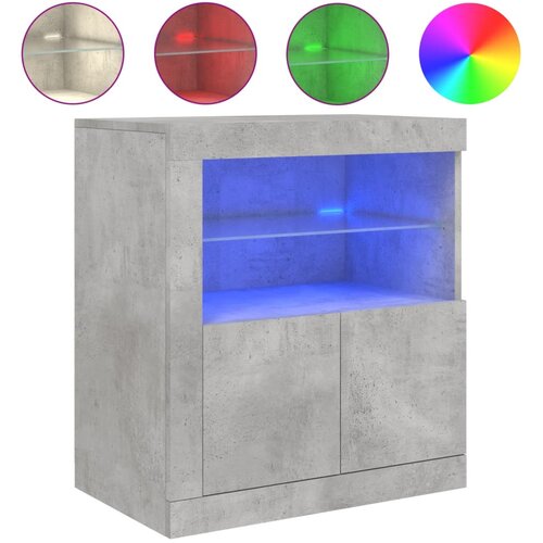  Komoda s LED svjetlima siva boja betona 60,5x37x67 cm Slike