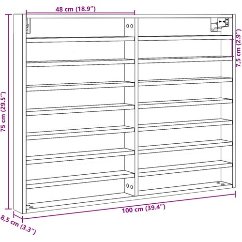 Vitrina siva boja betona 100x8,5x75 cm konstruirano drvo Slike