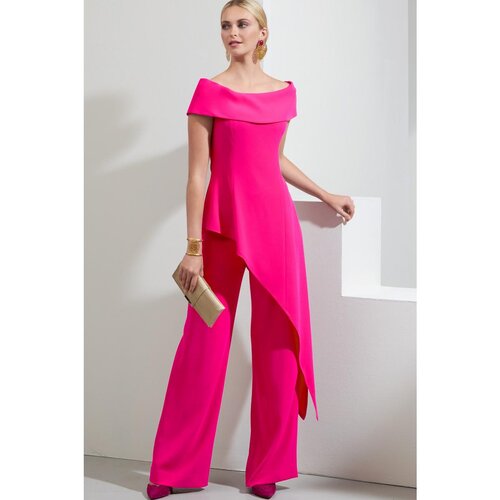 Fenzy Eleganten Komplet Asimetričnega Topa In Hlač, Fuksija Cene
