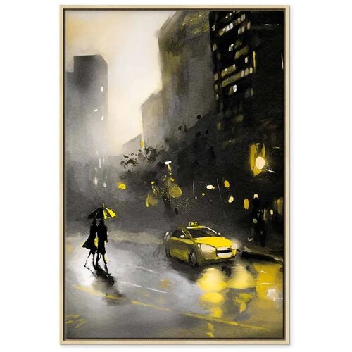  Slika - City Glow (1 Part) Vertical 40x60 U prirodnom drvenom okviru Cene