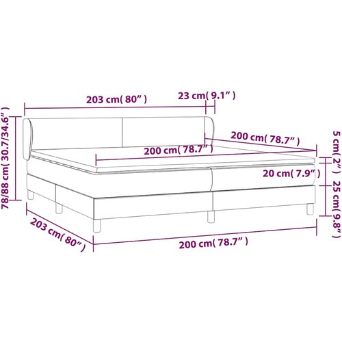  Krevet s oprugama i madracem crni 200x200 cm od tkanine Slike