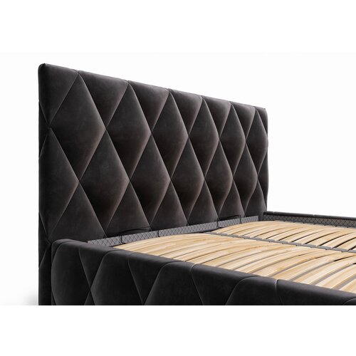 MID.YOU OBLAZINJENA POSTELJA 160 cm x 200 cm , les, kovina, tekstil, leseni material antracit Slike