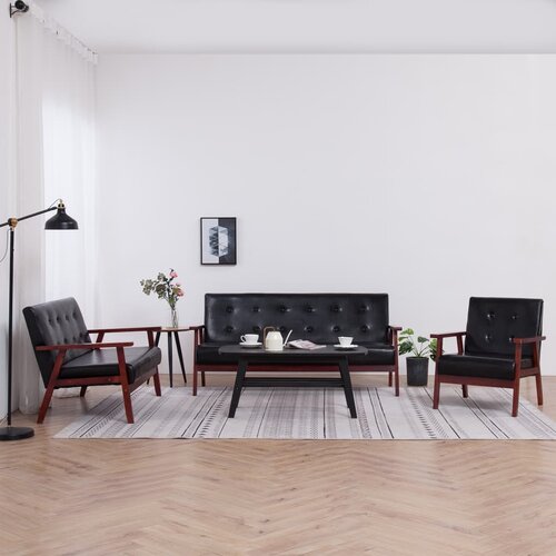 vidaXL 3-dijelni set sofa od umjetne kože crni Cijene
