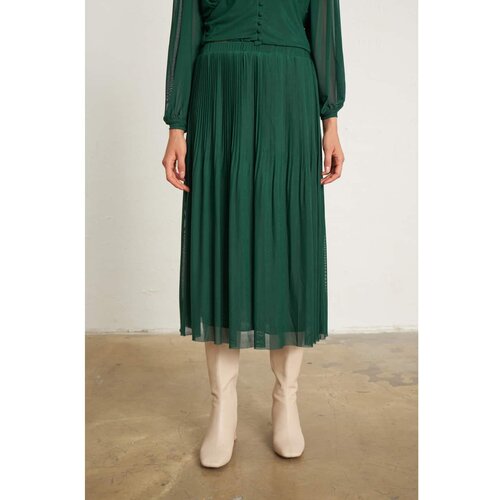 Gusto Tulle Pleated Skirt - Green Slike