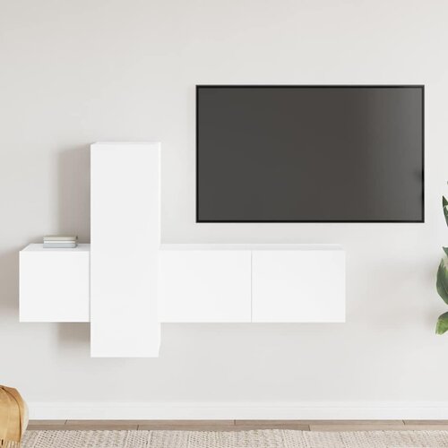  3-dijelni set TV ormarića bijeli od konstruiranog drva Cijene