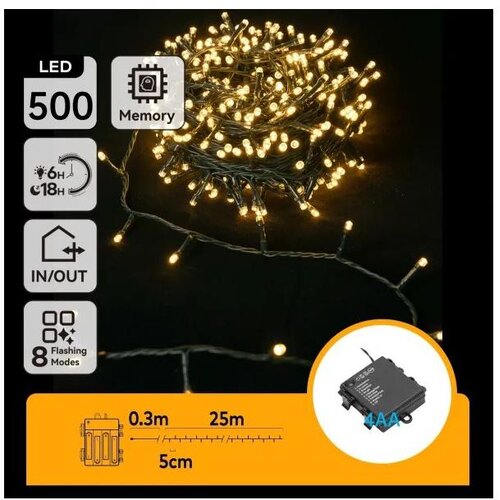 Aigostar led spoljni niz 500xLED/8 funkcija 4xAA 25,3 m topla bela Cene