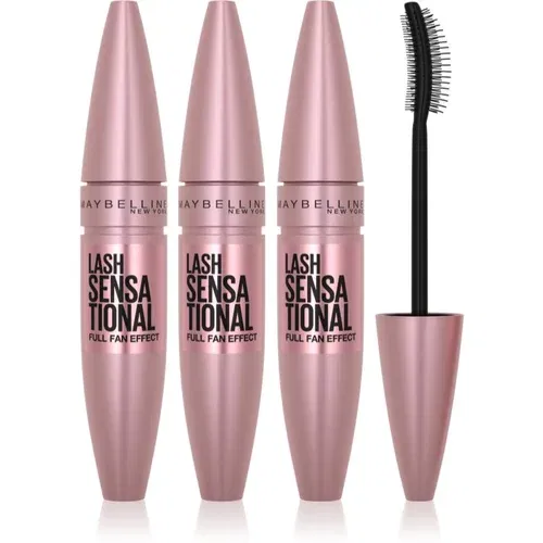 Maybelline Lash Sensational maskara za produljenje i punije trepavice nijansa 01 - Very Black 3x9,5 ml