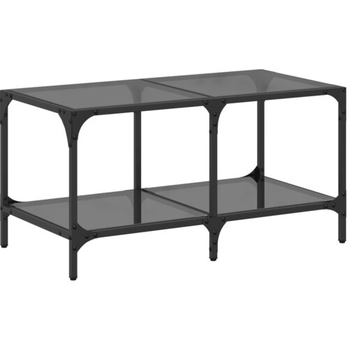 Maison Chic Klubska mizica - kavna mizica - Nizka mizica s črno stekleno povr&amp;scaron;ino 78,5x40x40 cm jeklo, (21752956) Slike
