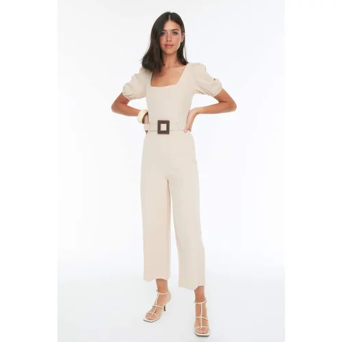 Trendyol Stone Arched Balloon Sleeve Jumpsuit