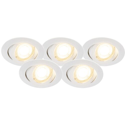 QAZQA Set 5 vgradnih reflektorjev bele barve vključno z LED 3-stopenjsko zatemnitvijo - Mio Cene