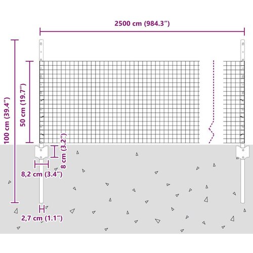 VidaXL Set žičane ograde za koko&amp;scaron;i Set od 2 Siva Čelik, PVC 25 x 0.5 m Slike