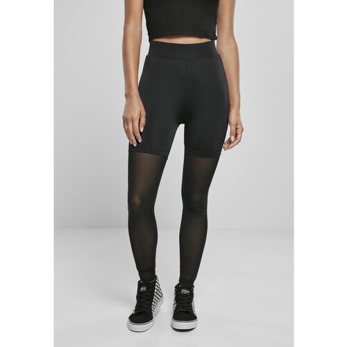 Urban Classics ladies high waist transparent tech mesh leggings black Cene