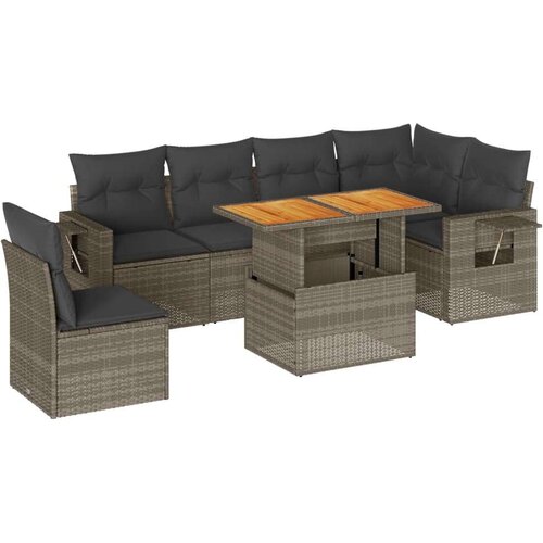VidaXL 7-dijelni set vrtnih sofa sivi od poliratana Slike