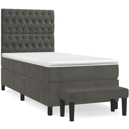 VidaXL Box spring postelja z vzmetnico temno siva 100x200 cm žamet, (20790047) Slike