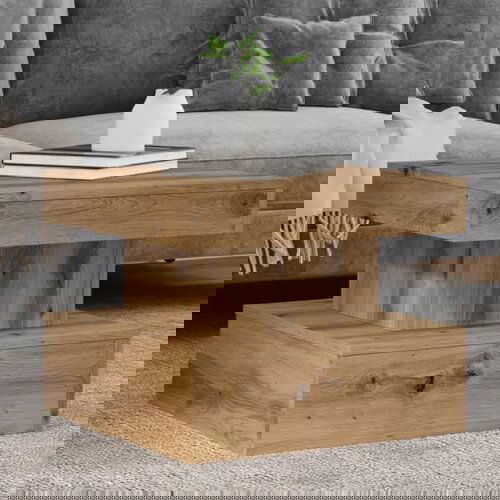vidaXL Klubska mizica z LED lučkami artisan hrast 50x50x40 cm Cene