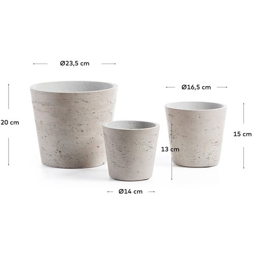 Kave Home Betonski cvetlični lonci v kompletu 3 ks &amp;oslash; 23,5 cm Low &amp;ndash; Slike